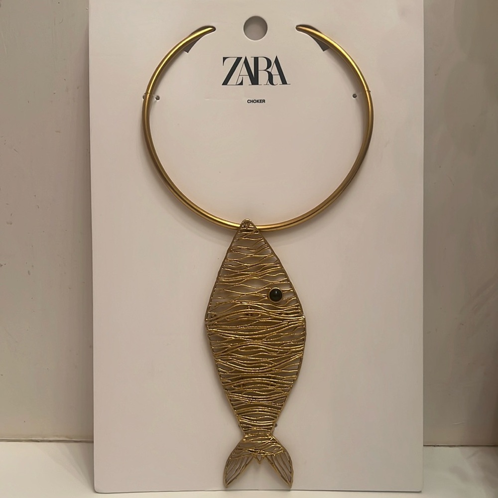 ZARA Gold Fish Charm Choker